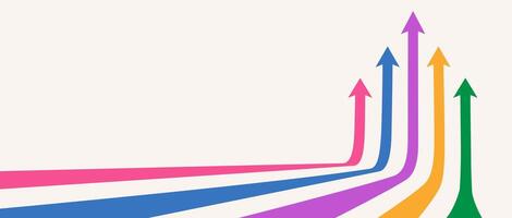 Arrows moving up colorful style banner vector