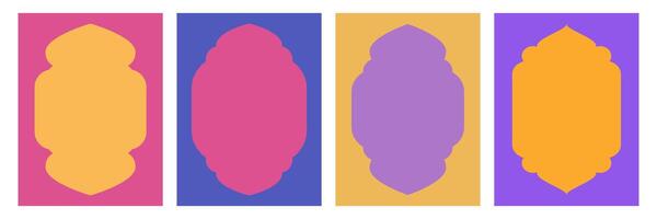 Islamic windows set color style vector