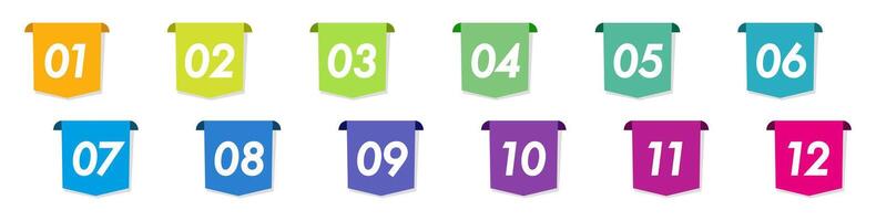 Bullet points numbers from 1 to 12 list markers set vector