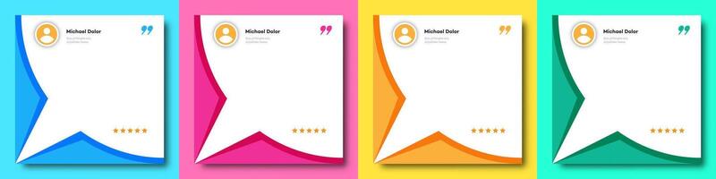 Feedback box set, bubble testimonial banner colorful style vector
