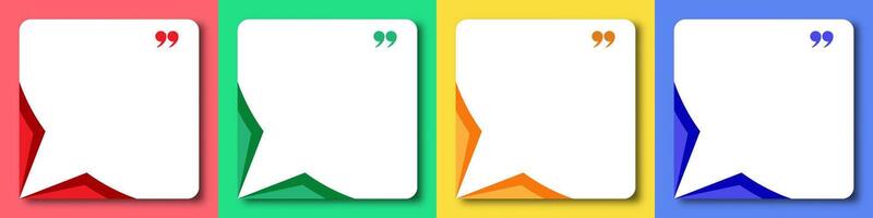 Feedback box set, bubble testimonial banner different color vector