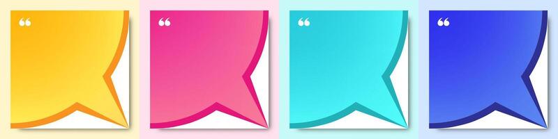 Feedback box set, bubble testimonial banner color vector