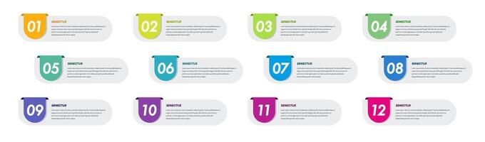 Bullet points numbers from 1 to 12 list marker set vector