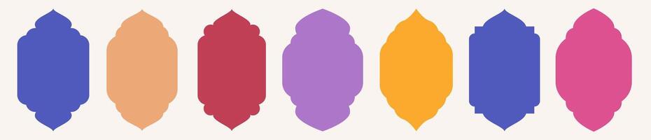 Islamic windows and arches collection modern color flat style vector