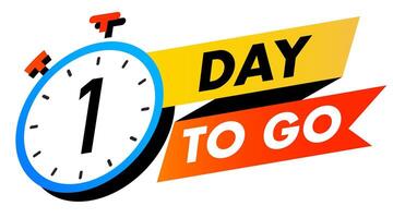 Countdown 1 day to go badge vector