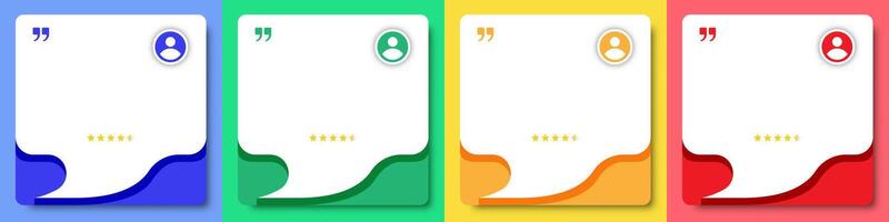 Feedback box set, bubble testimonial banner colorful flat style vector