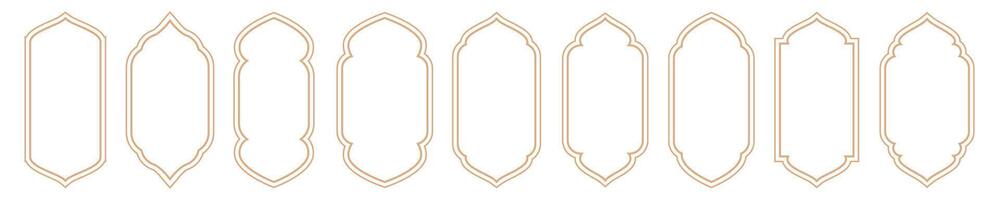Islamic windows and arches set color style vector
