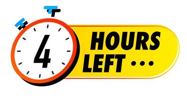 Countdown 4 hours left badge colorful vector