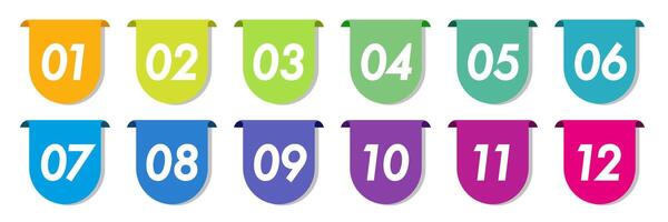 Bullet points numbers collection from 1 to 12 list marker vector