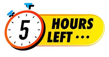 Countdown 5 hours left emblem vector