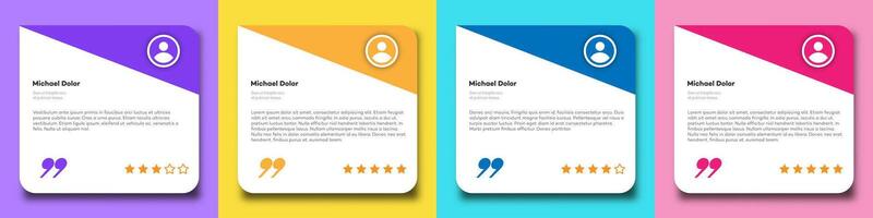 Feedback box set, bubble testimonial banner color flat vector
