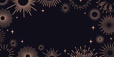 Fireworks background golden color style vector