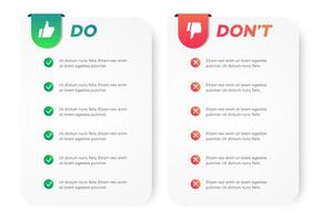 Do and dont infographic template trendy style vector