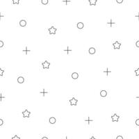 Seamless geometric pattern with stars and circles. Repeating background with simple graphic elements. vector