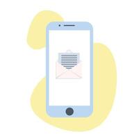 Smartphone new message notifications. Mobile service concept. Flat illustration isolated on white background. vector