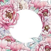 Delicate blooms of peonies in soft watercolor shades create a vibrant frame, inviting artistic expression and customization. vector