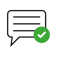chat bubble with a checkmark vector