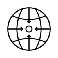 globe with arrow pointing to its core vector