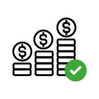 stack of coin and checkmark icon vector