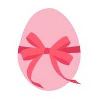 A pink egg with a red ribbon around it. The ribbon is tied in a bow. The egg is the main focus of the image vector