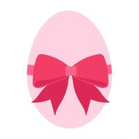 A pink egg with a red bow tied around it. The bow is tied in a way that it looks like it's about to be opened vector
