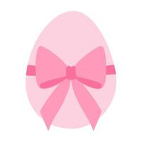 A pink egg with a pink ribbon around it. The ribbon is tied in a bow. The egg is the main focus of the image vector