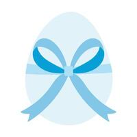 A blue and white egg with a bow around it. The egg is a symbol of new life and the bow represents the ribbon of love and celebration vector