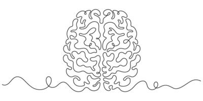 brain human organ neurology one line drawing continuous vector