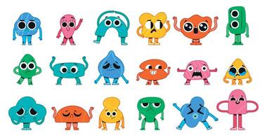 Flat abstract character emotions elements vector