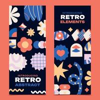 Hand drawn abstract retro shapes banner set vector