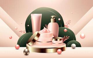 Cosmetic cream swatches advertisement in realistic design style vector