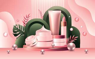 Cosmetic cream swatches advertisement in realistic design style design vector