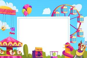 Colorful Amusement Park Scene with Blank Frame vector
