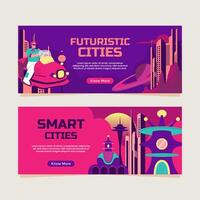 Retro futuristic banner templates in hand drawn design vector