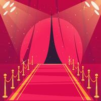 Hand drawn flat red carpet composition background vector
