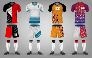 Realistic soccer team uniform template collection vector