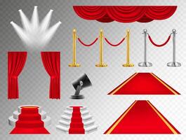 Red carpet elements set in realistic style vector