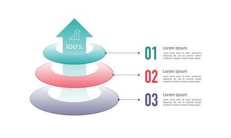 Circle infographic with arrows. 3 process to success. Plan, Strategy, Presentation and Marketing. vector