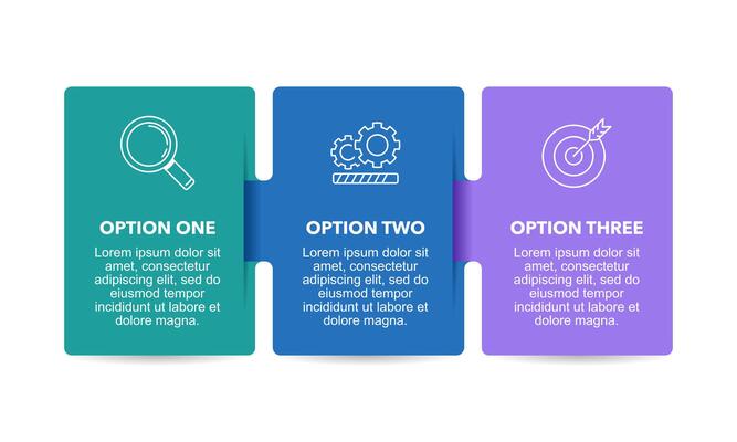 Infographic simple design 3 options to success . Presentation, Data, Plan and Strategy.