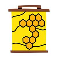Wooden honeycomb frame with honey. tool for collecting honey from the hive. A beehive pattern with honey diamonds. Great for beekeeping maintenance. The illustration is colored flat, isolated on white vector