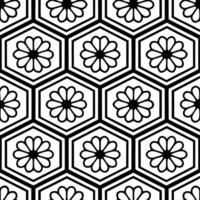 Seamless Hexagonal Grid Pattern in Black and White vector