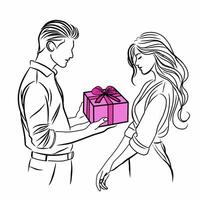 Man Giving a Gift to a Woman in a Romantic Moment vector