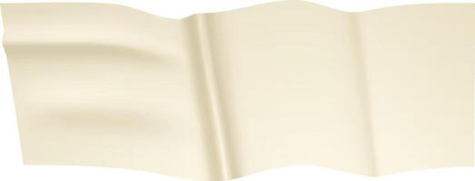 Realistic waving piece of beige adhesive paper tape with folds and wrinkles creating a textured and slightly translucent effect, isolated on white background vector