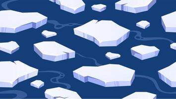 Seamless ice floes pattern. Arctic cold water with drift ice or frozen ocean background with floating glacial ice. Icy polar sea, winter cartoon background vector