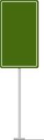 Blank green traffic sign mounted on a tall metal pole, ideal for adding custom directions or messages. Simple and versatile design suitable for highways or urban areas vector