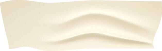 Realistic illustration of a waving piece of beige adhesive paper tape with curved and wrinkled edges, providing a simple yet detailed depiction of a common stationery item vector