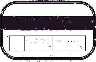Vintage textured travel stamp frame with grunge effect is showing a big dark stripe on top and three empty white spaces with rounded corners, ready to be filled with text or images vector