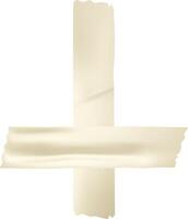 Two pieces of beige adhesive tape stuck together on a white background, forming a distinctive cross shape, create a simple yet striking visual element perfect for various design applications vector