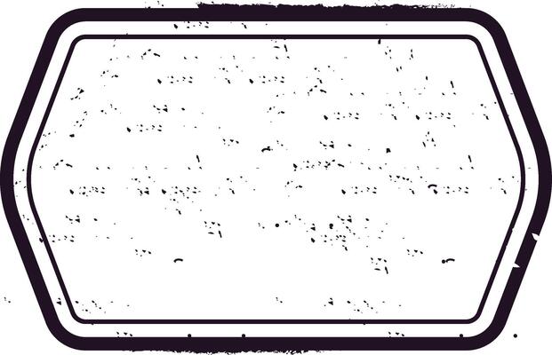 Blank vintage hexagonal postage stamp featuring a grunge effect, waiting to be filled with text, images, or both, isolated against a clean white background