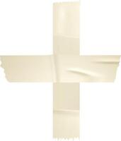 Two pieces of beige adhesive tape forming a cross or plus sign, stuck firmly on a clean white background, create a striking yet minimalist visual element perfect for various uses vector